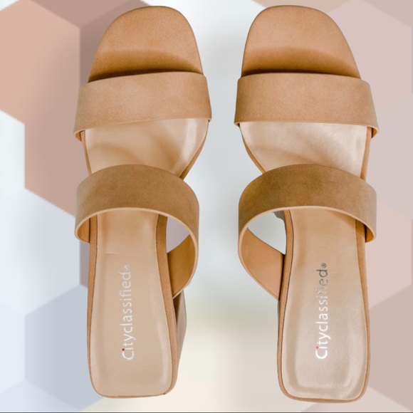 ADAGE Nude Square Toe Low Heel Sandal - Picture 2 of 9
